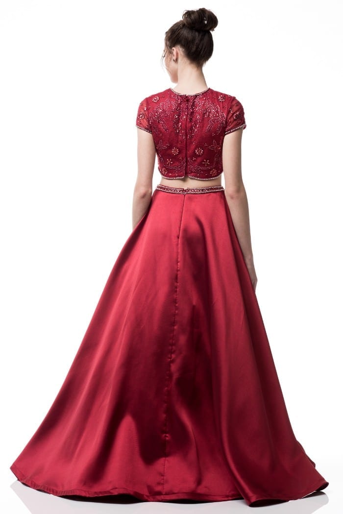 2 piece ball gown prom dresses