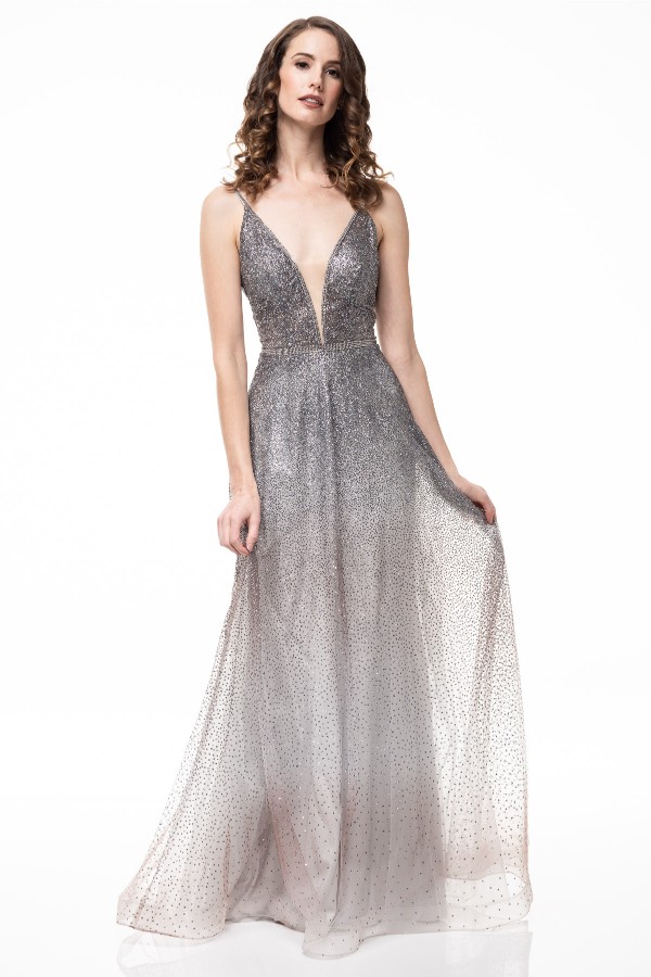 silver glitter formal dress