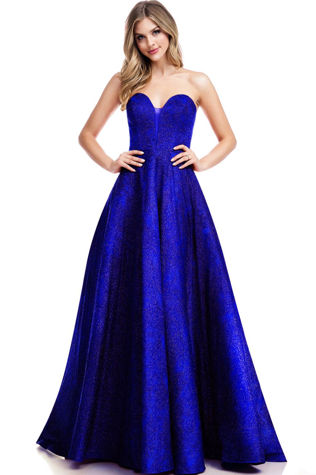 royal blue glitter prom dress