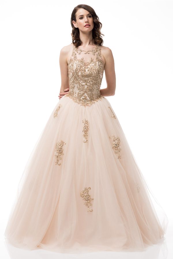 rose gold formal gown