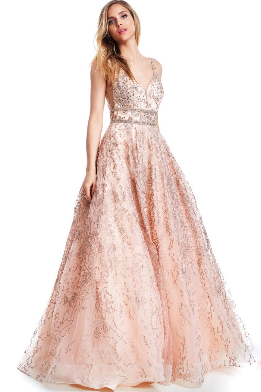 old rose long gown design