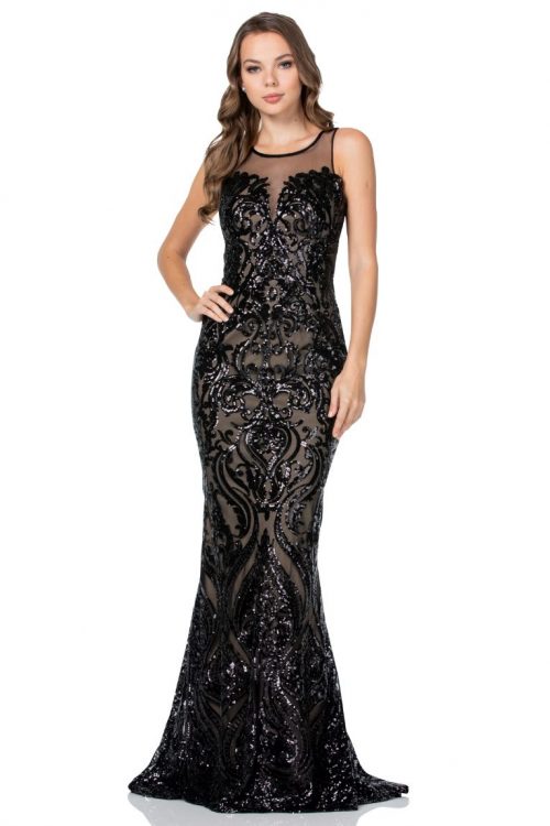 Sequenced Black Formal Mermaid Gown - Shangri-La