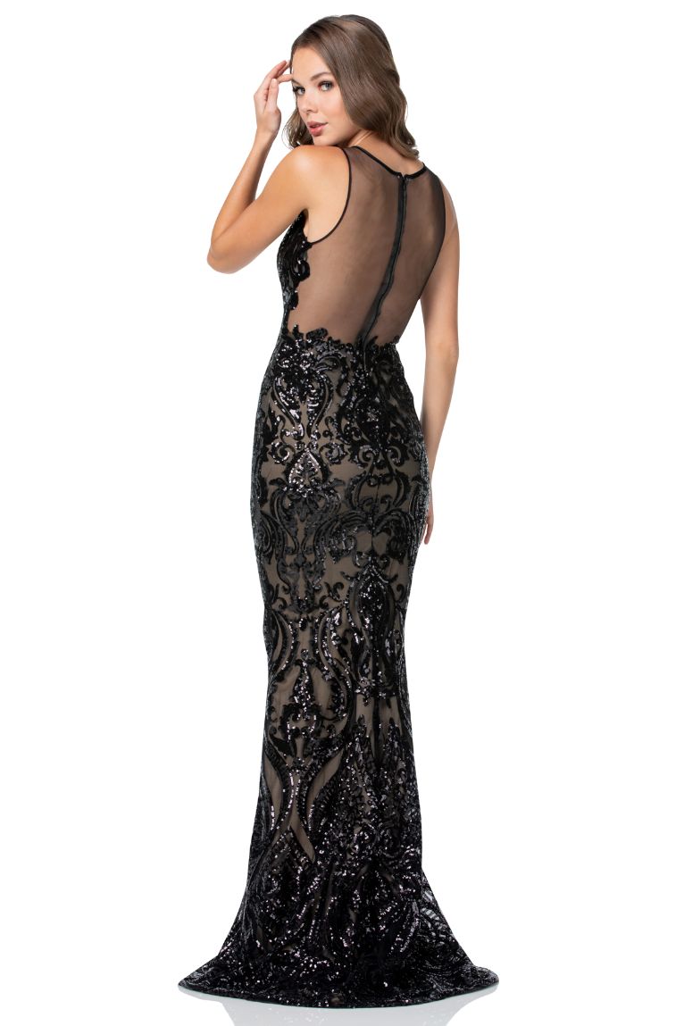 Sequenced Black Formal Mermaid Gown - Shangri-La