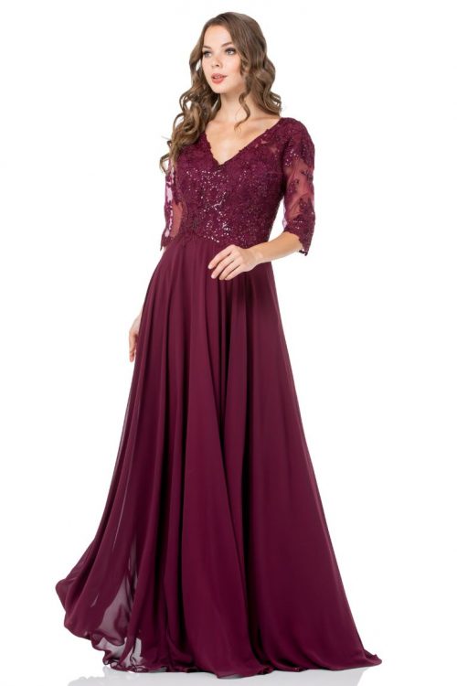 Mother Of The Bride Dress With 3 4 Sleeves - Shangri-la