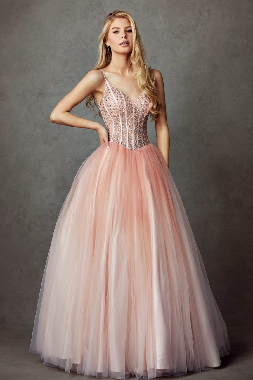 Blush Prom Gown with Corset
