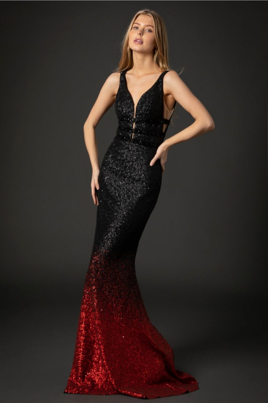 Sequenced Black Red Dress