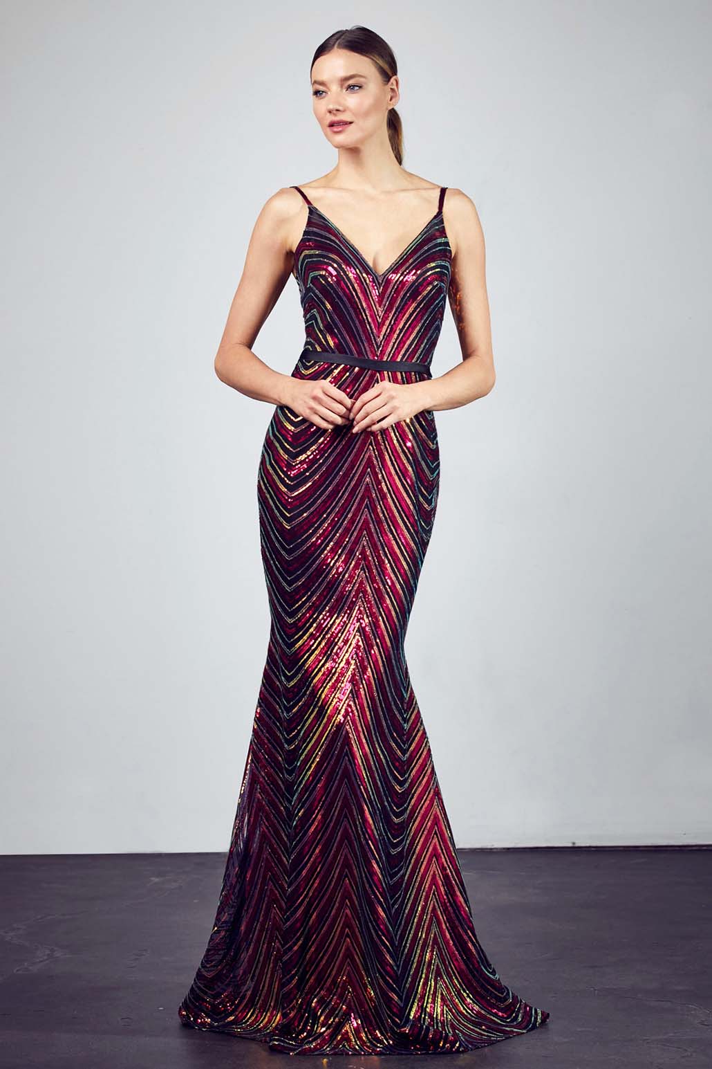 Multi color prom dress with pattern
