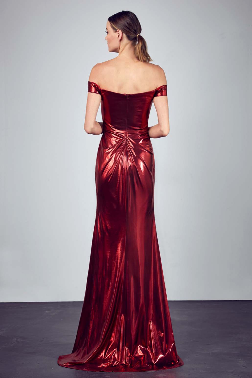 Red Off Shoulder Trumpet Prom Gown