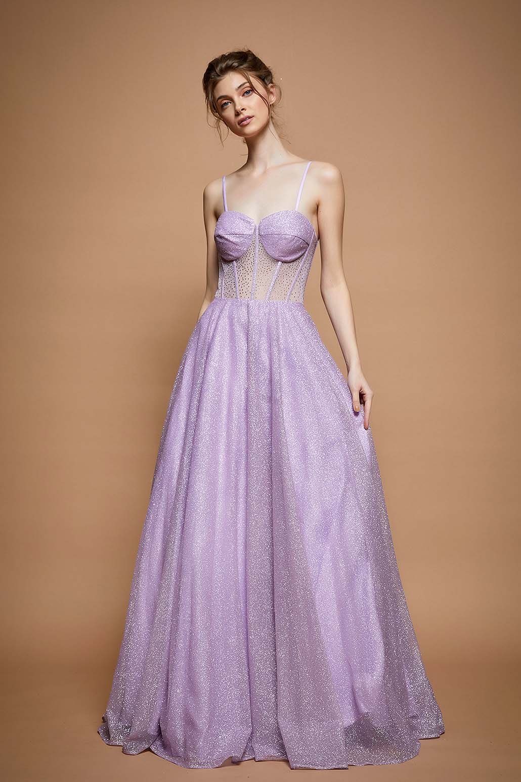 Sheer top bustier Prom Ball Gown