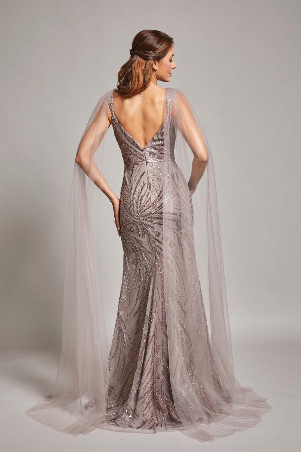 Vintage Mother of the Bride formal dress with cape